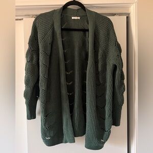 Maurices Open-Front Chunky Knit Cardigan - Dark Green